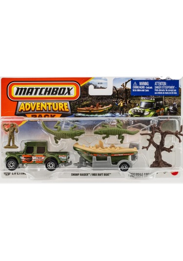 Matchbox Adventure Pack Swamp Raıder /mbx Raft Boat Yeşil