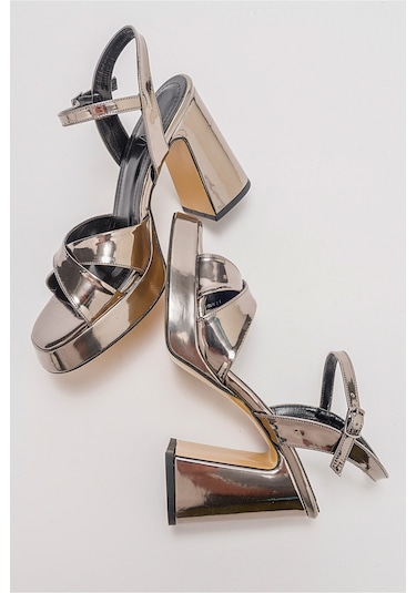 Luvishoes Lello Platin Kadın Topuklu Ayakkabı Platin