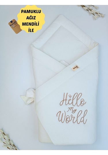 Bebek Battaniyesi %100 Pamuklu Bebek Kundak Battaniyesi Kız Erkek Dış Kundak Hastane Çıkışı Ekru