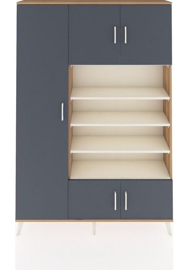 Arges Dolap 10 Raflı 5 Kapaklı 132x30x195 Çam-antrasit/aytaşı Çam