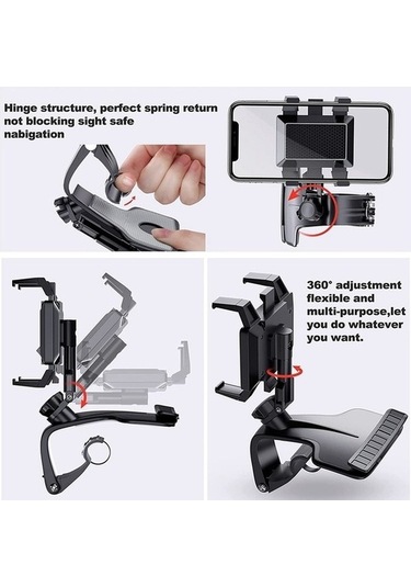 Pazly 360 Dönebilir Araç Tutucu, Tüm Telefonlara Uyumlu, Ayarlanabilir Stand Klipsi İphone Android İçin -
