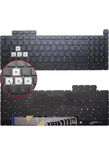 Asus Tuf Gaming F15 Fx507zc4-hn104w Notebook Klavye Tr Işıklı Rgb