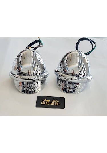 Sis Farı Takım Şapkalı Nikel - Motosiklet Chopper Mct