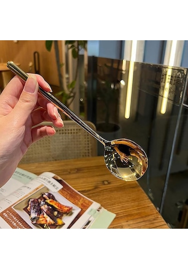 Gümüş Paslanmaz Çelik Büyük Kare Mutfak Kaşığı Düz Tabanlı Pirinç Çorbası Kepçesi Tatlı Dondurma Servis Spatula Sofra