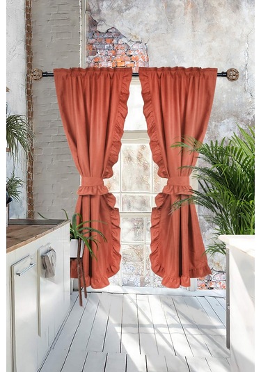 Poli Perde Çift Kanat Dikey Fırfırlı Kiremit