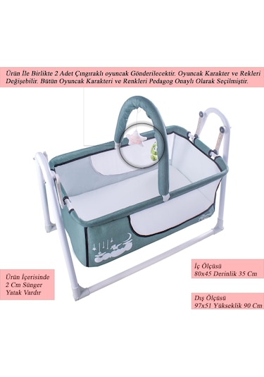 Chubby Baby Candy Sepet Beşik Anne Yanı Portatif Yeşil
