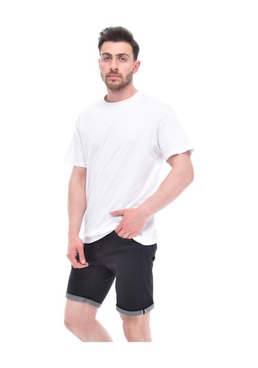 Cedy Denim Erkek Kot Şort Slim Fit Jean Şort - C342 Siyah