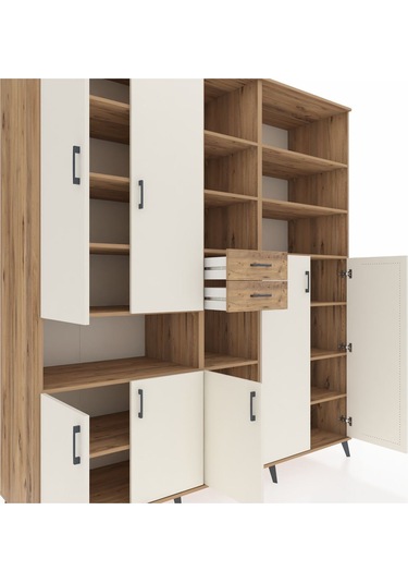 Kronos Dolap 17 Raflı 2 Çekmeceli 7 Kapaklı 220x59x243 Çam-aytaşı/çam Aytası/atlas Çam
