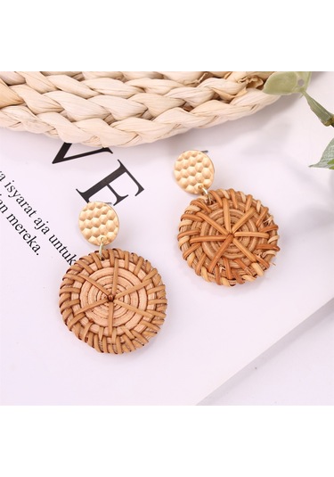 E2002-6 Knock Pattern Deep Cake Bamboo Vine Handmade Woven Earrings Bosomia Style Earrings Gümüş