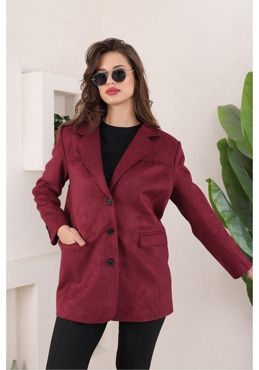 Süet Kadın Mont Bordo