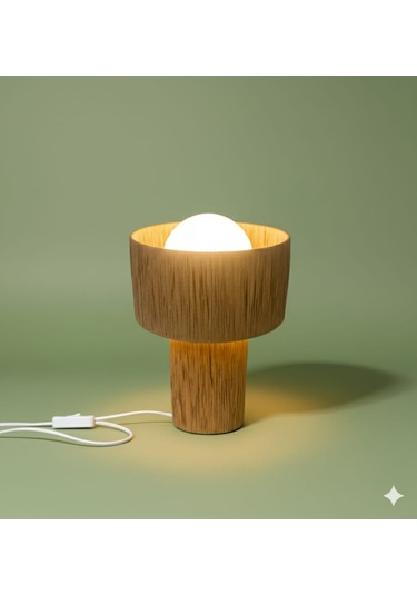 Makrome Rafya Abajur Modern Tasarım Dekoratif Masa Lambası Aydınlatma Glop Cam Abajur Hasır