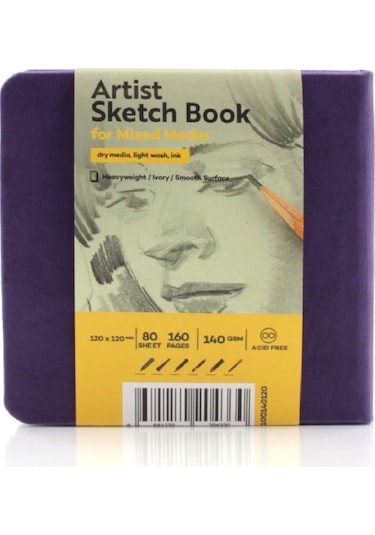 Tigertint Sketchbook Sert Kapak Eskiz Çizim Defteri 12x12 Cm Mor