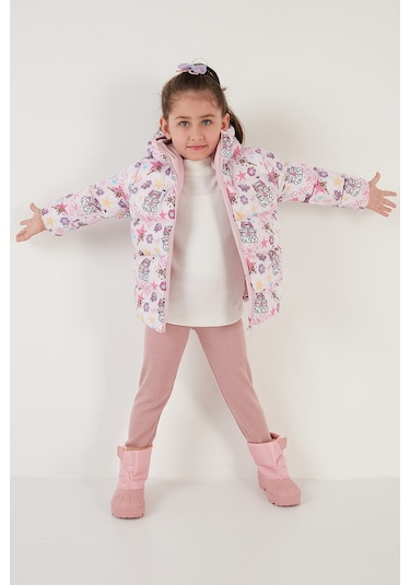 Lela Ekstra Dolgulu Içi Yumuşak Polarlı Kapüşonlu Şişme Kız Çocuk Mont 5763001 Açık Pembe