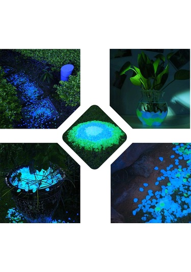 Vkemall 30 Adet Mavi Akvaryum Çimen Taşı - Güneş Işığına Bağlı Gece Parlayan Bahçe Ve Akvaryum Dekorasyon Taşları Stil 7