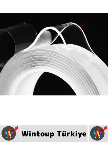 Ultra Güçlü Esnek Kesilebilir Kolay Kullanım Estetik Çift Taraflı Nano Şeffaf Bant 3 Cmx2 Metre 4 Ad