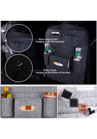 Ulzyvf Pratik Araç Koltuğu Düzenleyici - Çok Fonksiyonlu Askılı Felt Depo Çantası