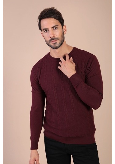 Ferraro Bisiklet Yaka Superfine Yün Kazak - Bordo Bordo (490434031) Bordo