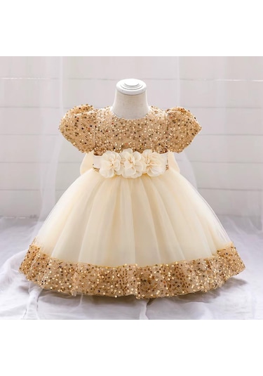 Dharma Çiçek Model Çocuk Abiye - Gösteri Elbisesi - Doğum Günü Kıyafeti Balo Elbise Mezuniyet Elbise A.Yeşil