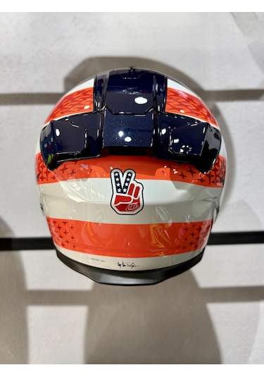 Skwal İ3 Us Flag Ledli Kapalı Kask Şeffaf Vizörlü Kask Mavi Beyaz