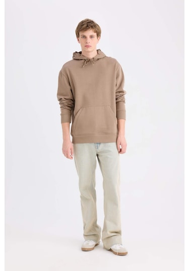 DeFacto Regular Fit Kapüşonlu Kanguru Cepli İçi Yumuşak Tüylü Basic Düz Sweatshirt X8283AZ25SPBN229 DeFacto Regular Fit Kapüşonlu Kanguru Cepli İçi Yumuşak Tüylü Basic Düz Sweatshirt X8283AZ25SPBN229