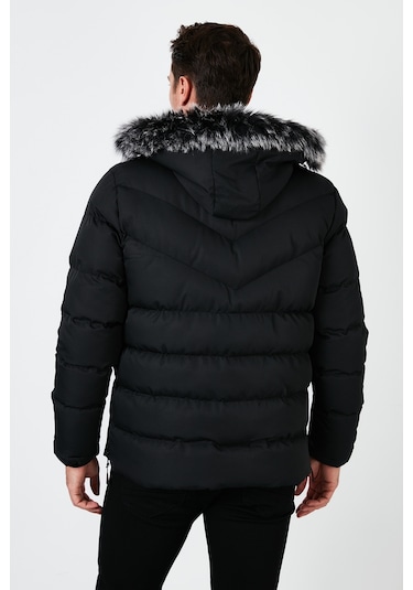 Buratti Slim Fit Suni Kürklü Peluş Astarlı Çıkarılabilir Kapüşonlu Şişme Erkek Mont 5761080 B Siyah Buratti Slim Fit Suni Kürklü Peluş Astarlı Çıkarılabilir Kapüşonlu Şişme Erkek Mont 5761080 B Siyah