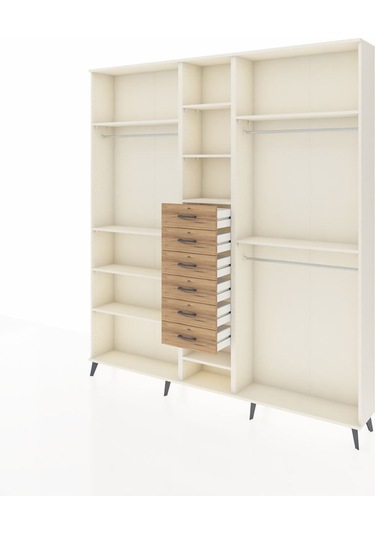 Arges Dolap 10 Raflı 6 Çekmeceli 3 Askılı 220x30x243 Aytaşı-aytaşı/çam Aytası/atlas Çam