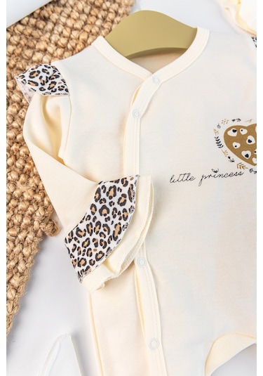 Leopar Desenli 8'li Kız Bebek Hastane Çıkışı Bebek Takımı