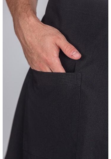 Erkek Belden Bağlamalı Barista Şef Mutfak Önlüğü Siyah