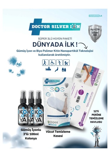Doctor Silver Ion Gümüş İyonlu Kolonya Vücut Temizleme Kesesi 3 x 100 ML + Perine Islak Mendili 12'li