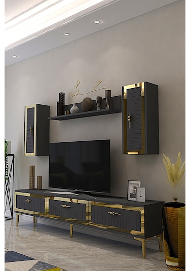 Tvr1801a - Tuna Tv Ünitesi Antrasit Gold 180cm Antrasit / Koyu Gri