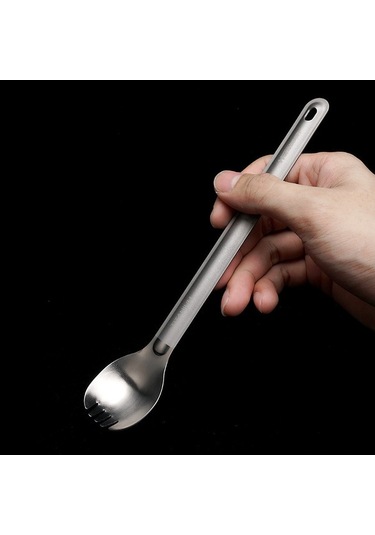 Pazly Açık Hava Kampı Sırt Çantası İçin Titanyum Uzun Saplı Spork Çatal Bıçak Seti - Çok Renkli Çok Renkli