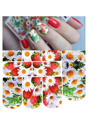 Tırnak Sticker Papatya Çiçek Süsleme Dövmesi Çoklu Etiket 8x7cm