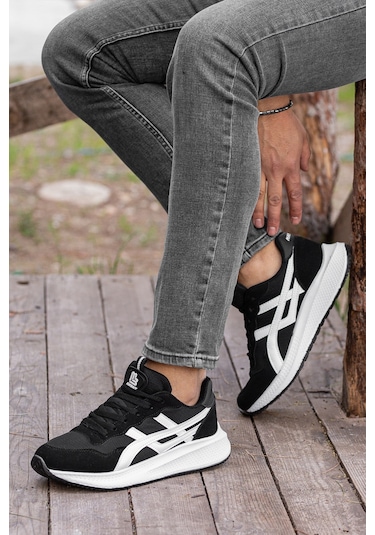 Garantili D120 Günlük Ortopedik Erkek Sneaker Spor Ayakkabı Siyah-beyaz