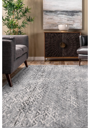 Notteo Modern Halı Yumuşak Dokulu, Dokuma Tabanlı, 7 Mm İnce Form, Dayanıklı Gri 1