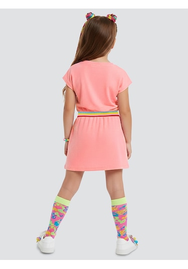 Denokids Pembe Çilek Kız Çocuk Havlu Elbise Çok Renkli