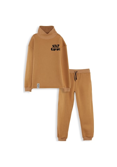Denokids Stay Cool Oversize Erkek Çocuk Eşofman Takımı - Hardal