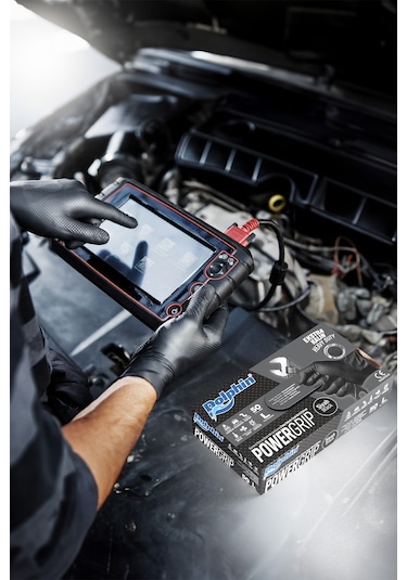 Dolphin Powergrip Ekstra Kalın Siyah Nitril Eldiven L 50li
