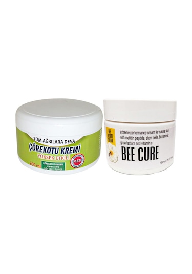 Çörek Otu Kremi Büyük Xlboy 200 Ml Agrilar İçin Krem Green + Bee Cure 150 Ml Krem / Diz Dirsek İskelet Sırt Bel Kas Eklem Ağrılarına Masaj Seti
