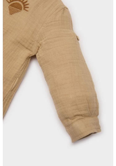 DeFacto Erkek Bebek Nakışlı Müslin Uzun Kollu Gömlek E2023A525SPYL166 Sarı