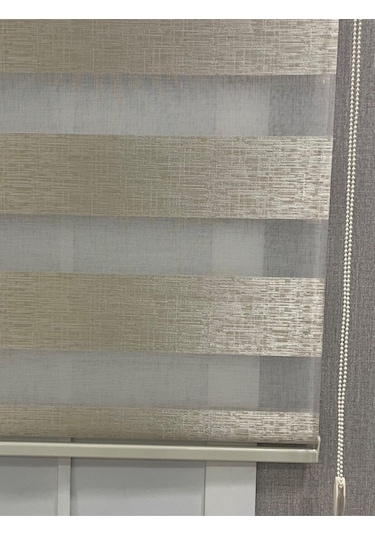 Delüks Zebra Stor Perde Geniş Plise Bej Bej