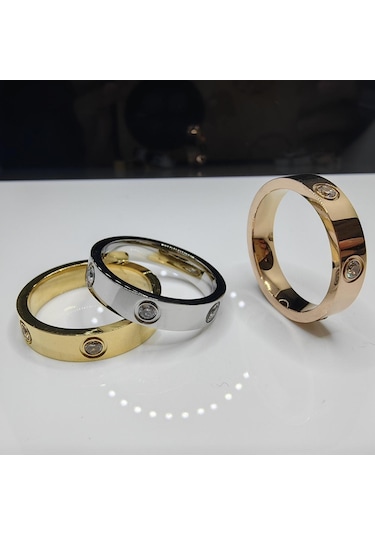 Altın Gül Altın Paslanmaz Çelik Çift Yapay Elmas Yüzük Erkek/kadın Taşlı Çift Alyans Titanyum Nişan Yüzüğü 5-10 Men-6