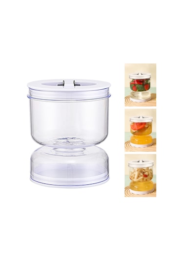 Fosenze Plastik 800ml Gömlek Salatası Kavanozu, Islak-kuru Ayrımı, Forklu, Görünür Kapatma, Mutfak Taze Gıda Saklama Kabı, Beyaz Beyaz