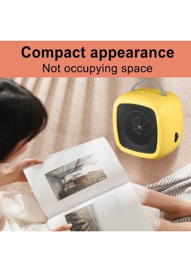 Trendooze Mini Masaüstü Fan Isıtıcı Düğme Anahtarı Saplı Ev Isıtıcı 10cm Beyaz