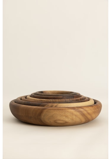 Walnut 6'lı El Yapımı Doğal Ceviz Kase Takımı 1293