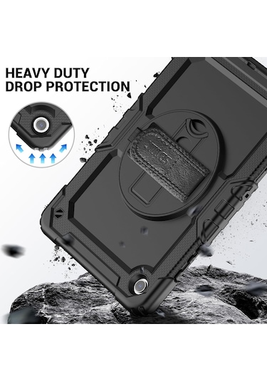 Samsung Galaxy Uyumlu Tab A9 Plus 11 İnç Sm-x210 Kılıf Askılı Zırh Tank