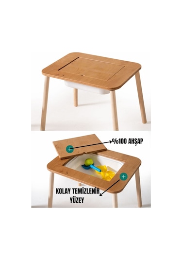 Montessori Hazneli Aktvite Masası Ahşap