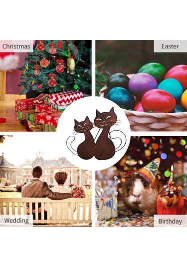 Wezone Rustik Bahçe Dekoru - Çift Kedi Figürlü Dayanıklı Metal Heykel 35cm