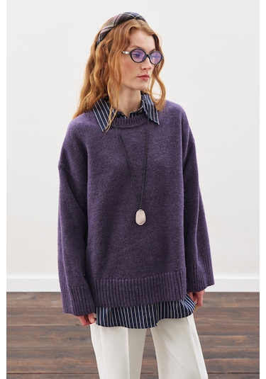 Chunky Oversıze Kazak Mor Mor