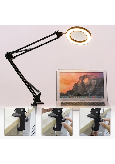 Exeo Masa Üstü Ayarlanabilir Led Işık 5X Mercekli Büyüteç Lamba