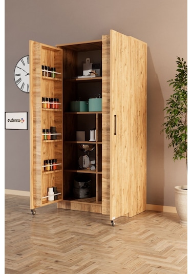 Evdemo Eva 2 Kapaklı Erzak Kiler Dolabı Atlantik Çam